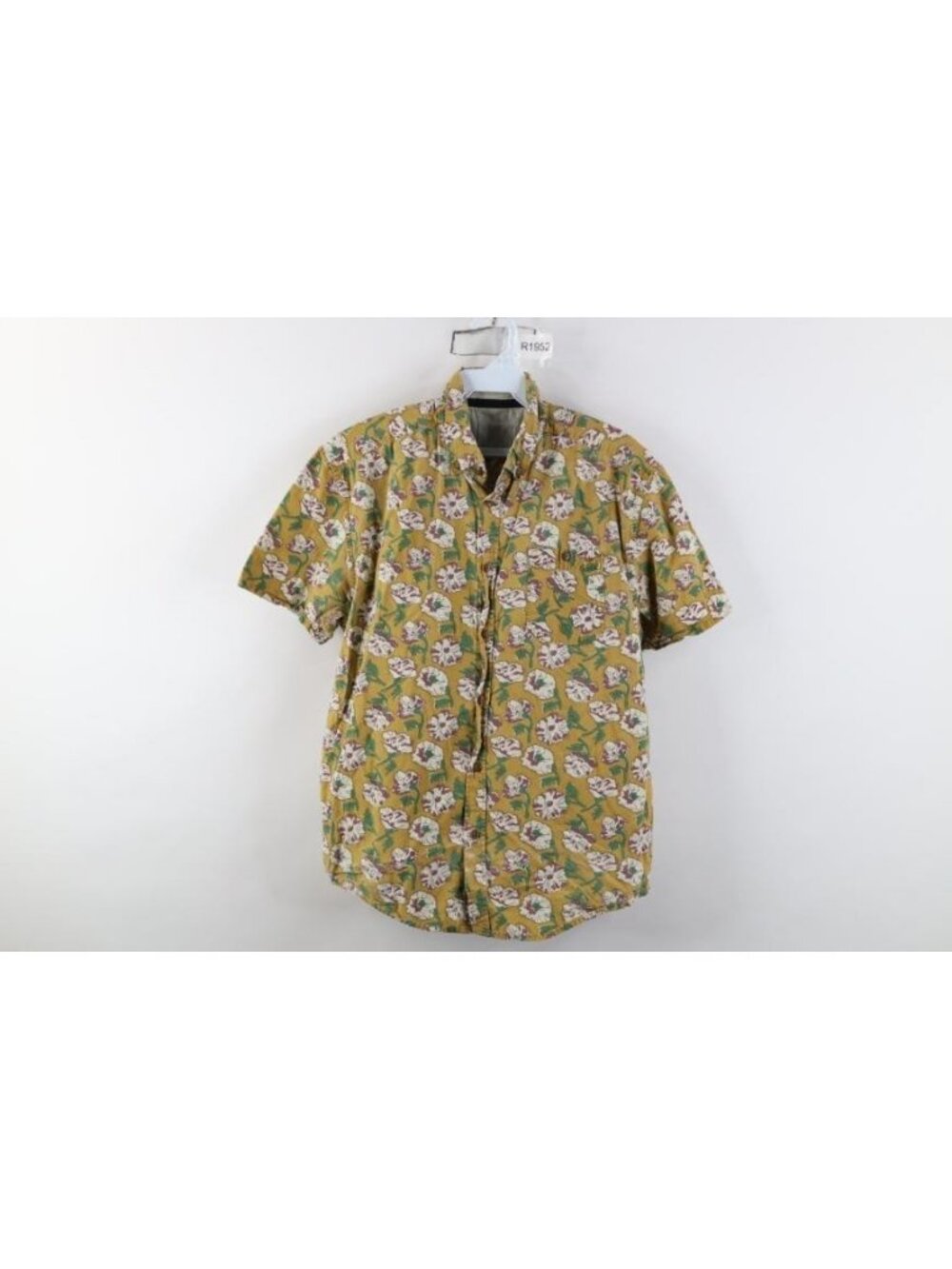 Vtg Y2K Streetwear Mens Medium Faded Flower Short Sleeve Collared Button Shirt